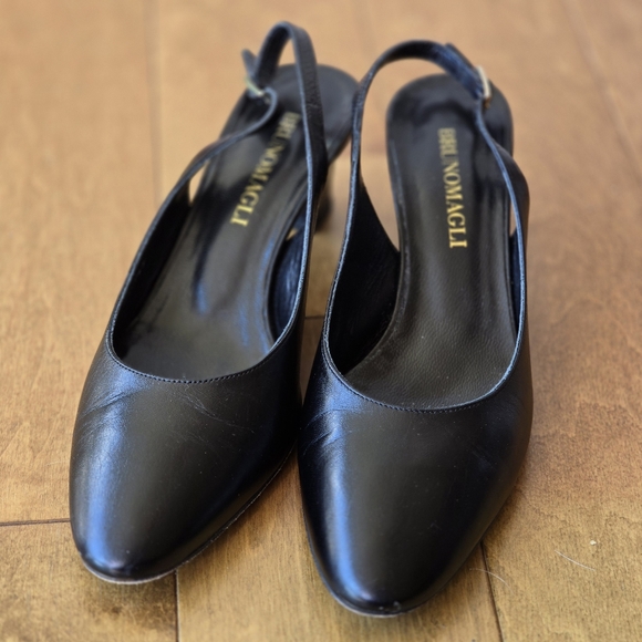 BRUNO MAGLI Black Leather Slingback 1 inch heel shoe size 35 EU - Picture 2 of 9